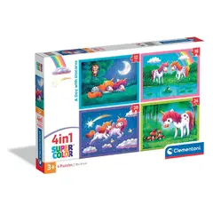 CLEMENTONI - Rompecabezas 4 En 1 Unicornios Para Niños