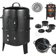 GENERICO - Asador Barril Ahumador Deuba Smoker Portatil Color Negro