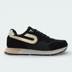 URBAN - Tenis Suede Trainer Negro Mujer