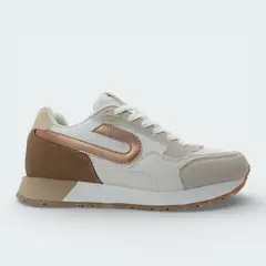 URBAN - Tenis Suede Trainer Beige Mujer