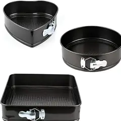 GENERICO - Moldes Desmontables Cake Tortas Antiadherentes 3 Figuras Negro