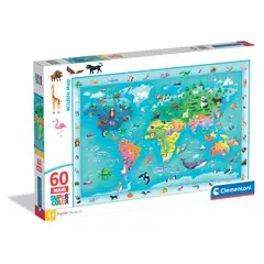 CLEMENTONI - Rompecabezas 60 Maxi Piezas Mapa De Fauna Silvestre Niños