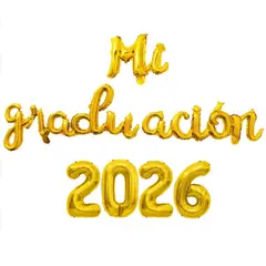 GENERICO - Globo Metalizado Mi Graduación 2026 Dorado