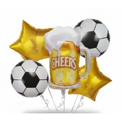 GENERICO - Set GLobo Cerveza Futbol * 5 Pcs