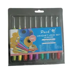 GENERICO - Set Agujas X 9 Crochet Tejer Mango Ergonómico Al 2mm-6mm