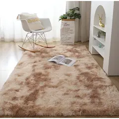 GENERICO - Alfombra tapete decorativo antideslizante peludo beige jaspeado