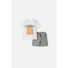 STAR WARS - Conjunto de Mandalorian con bermuda multicolor para niño 2T a 6T