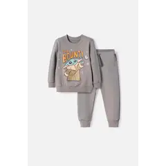 STAR WARS - Conjunto de Mandalorian pantalón largo gris para niño 2T a 6T