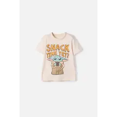 STAR WARS - Camiseta de Mandalorian manga corta almendra para niño 2T a 6T