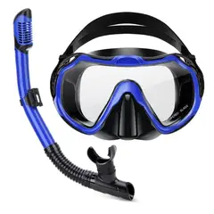 GENERICO - Snorkel Mascara De Buceo Snorkel Vidrio Templado Ajustable Azul