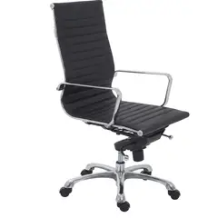 GENERICO - SILLA LION MEDIA BASE ALUMINIO EN CUERO SINTÉTICO NEGRO
