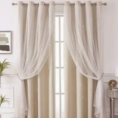MULTIPLACE COLOMBIA - Cortina En Lino Para Habitacion Con Velo 132x220 Cm X 2