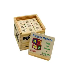 MIELTECH - Cubo Didactico De Madera Letras Abc Y Numeros 27 Piezas