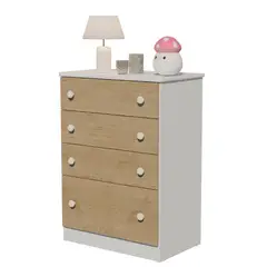 AKIVOY - COMODA CAJONERA MULTI 4 CAJONES COLOR ROBLE BLANCO