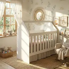 GENERICO - Cuna Cama para Bebe Unisex Blanco Mdp Con Colchon