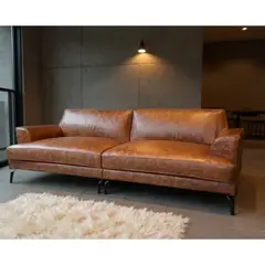 22 GRADOS DECORACION - Sofá Mork 250cm x 95cm Cuero natural + Puff