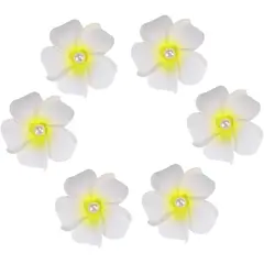 GENERICO - Pinza Clip Flor Hawaiana con Perla Pelo Cabello Set x 6 Und