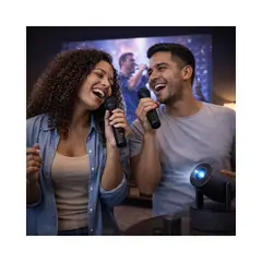 GENERICO - Proyector Karaoke Microfonos Inalambrico Parlante Wifi Led