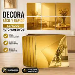 DECOR - Set De 15 Espejos Cuadrados Acrílico Moderno para Hogar