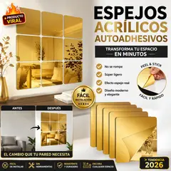 DECOR - Set De 30 Espejos Cuadrados Acrílico Moderno para Hogar