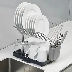 GENERICO - Secador Escurridor De Platos Plegable Con Bandeja Cubiertero
