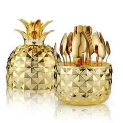 GENERICO - Set De Cubiertos Piña 24 Piezas En Acero Inoxidable Elegante