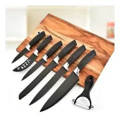 GENERICO - Set De Cuchillos Cocina Profesional 7 Piezas Antibacterial