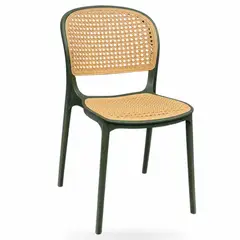 GENERICO - Silla Moderna Ratán Verde Estilo Nórdico Elegante y Resistente Ideal Comedor Hogar Compacta PremiuX