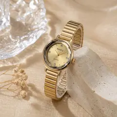 GENERICO - Reloj Naidu Redondo Para Mujer Dorado En Acero Original + Caja