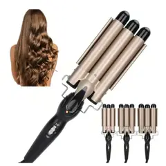GENERICO - Plancha / Pinza De Cabello Ondas De Sirena Rizadora 3 Tubos