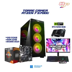 AMD - PC Gamer Ryzen 7 5700G + RTX 5050 8GB - 32GB RAM - 512GB + Monitor 22 100Hz