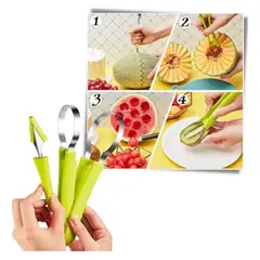 GENERICO - Set Cortador de Frutas 4 en 1 en Acero Inoxidable para Decoración y Snacks