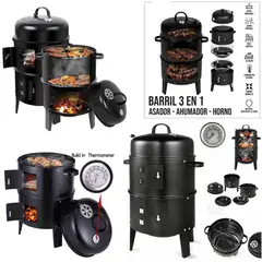 GENERICO - Ahumador Barril Asador Barril 3 en 1 Asador Portatil BBQ 3 Pisos Asador Parilla A Carbon Desmontable