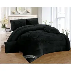 GENERICO - Cubrelecho Cama Doble Unicolor Negro