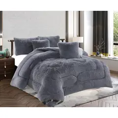GENERICO - Cubrelecho Cama Doble Unicolor Gris