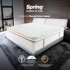 COLCHONES SPRING - Colchón Doble Firmeza Suave Ortopédico con Pillow Resortado Boreal 140 x 190 cm - 0% Interés a 3, 6 o 12 Cuotas Pagando con tu CMR Banco Falabella