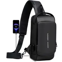 GENERICO - Bolso Morral Antirrobo Impermeable USB Manos Libres Multifuncional Terciado Unisex Premium