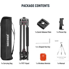 NEEWER - Trípode TP77 y Monopod de Aluminio + Rótula, Soporte para Teléfono