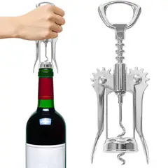 GENERICO - Sacacorchos De Ala En Acero Inoxidable 16.5x4.5cm - Destapador De Vinos Y Cervezas Profesional