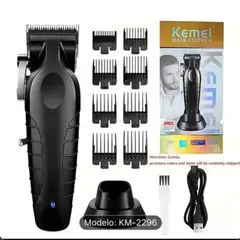 GENERICO - Maquina De Corte Cortadora De Cabello Kit Kemei Km-2296 Negro 110v
