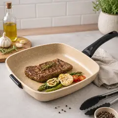 GENERICO - Sartén Grill Antiadherente 24.5cm - Parrilla Cuadrada Premium Para Carnes y Vegetales