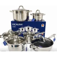 GENERICO - Batería de ollas en acero quirúrgico de cocina 12 piezas