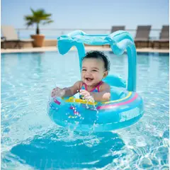 INFANTILES CAJUROMIX - Flotador Bebé Inflable Con Techo Ref. 165 Azul