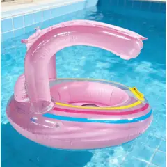INFANTILES CAJUROMIX - Flotador Bebé Inflable Con Techo Ref. 165 Rosa
