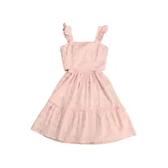 BIGBOYS - Vestido Malteada Flores Rosa Hojas Niña