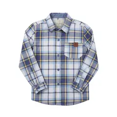 BIGBOYS - Camisa Manga Larga Cuadros ST Azul Claro Niño