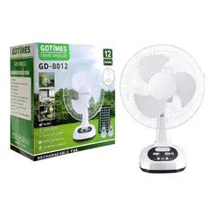 GENERICO - Ventilador Solar 12” GD-8012 con Panel Solar y Bombillos Incluidos