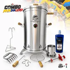 QUE ASADOR - Combo Mundialero, Asador de Barril Ahumador grande 60LB