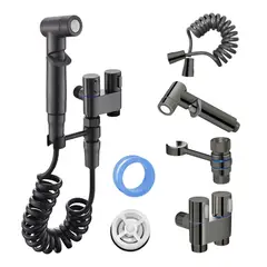 OEM - Bidet Sanitario Satinado Grifo Inodoro Válvula Control Doble Negro Mate