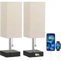 GENERICO - Lámparas De Mesa Con puerto Usb /Tipo C Juego De 2 Lámparas De Mesa